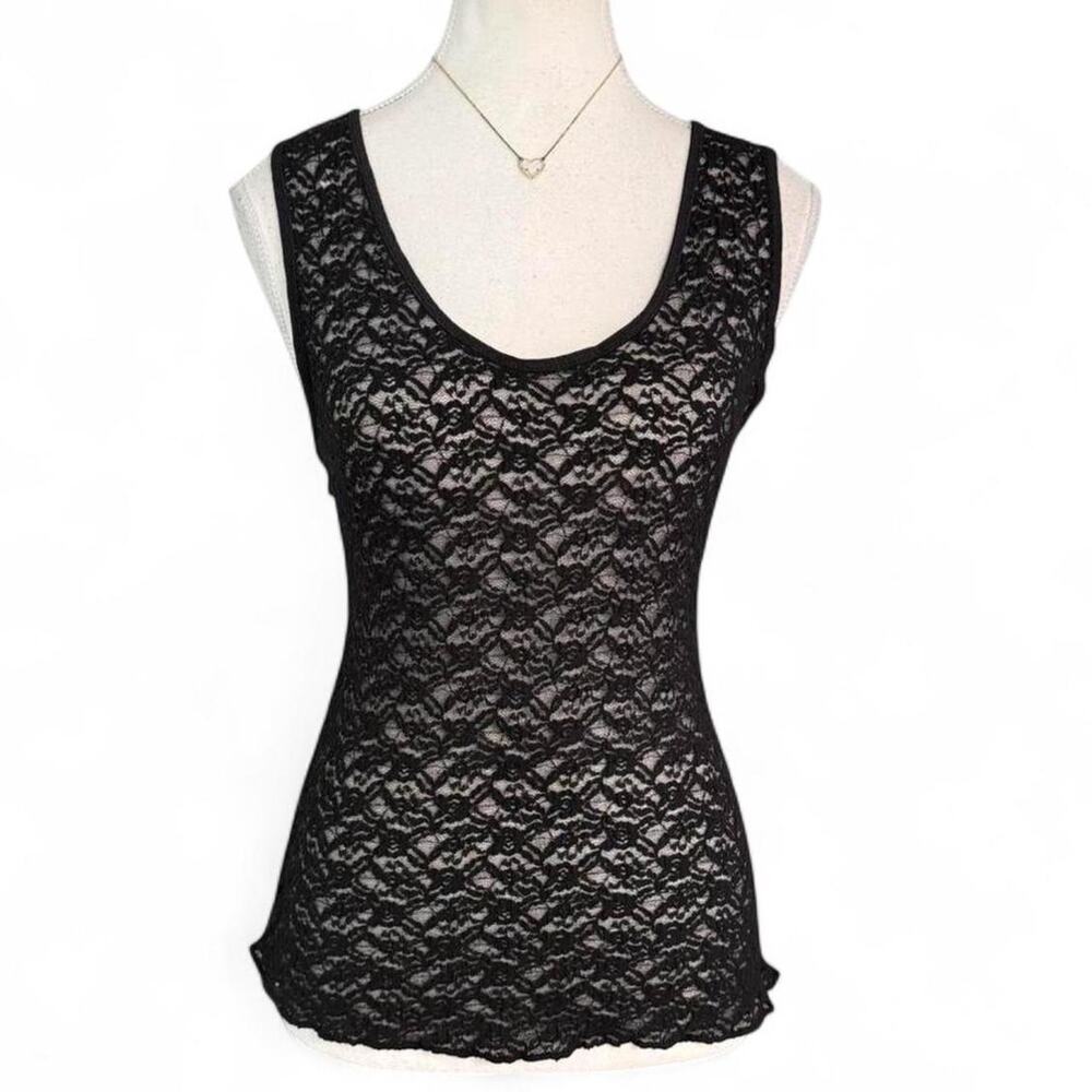 Escapades Y2K Sheer Layering Fitted Full Length Lace Top Womens size M